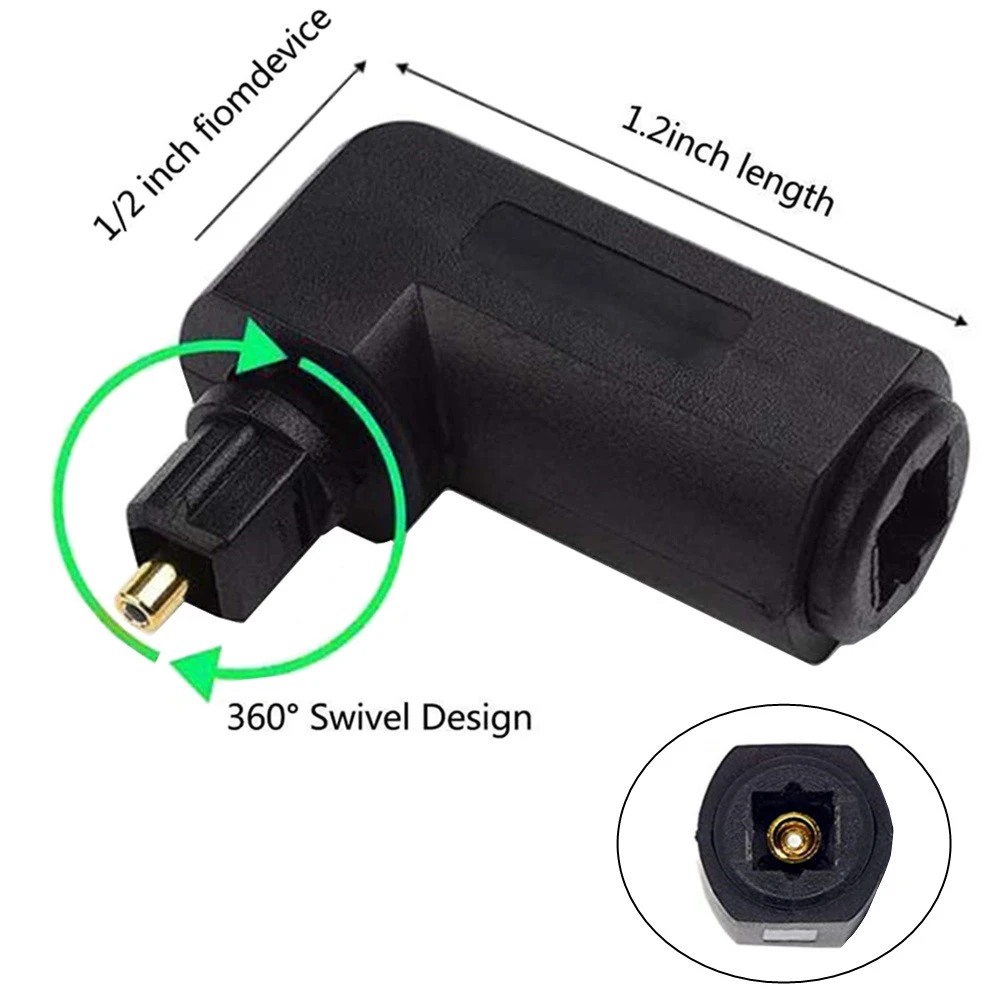 Right Angle Rotating Fiber Optic Audio Cable Adapter