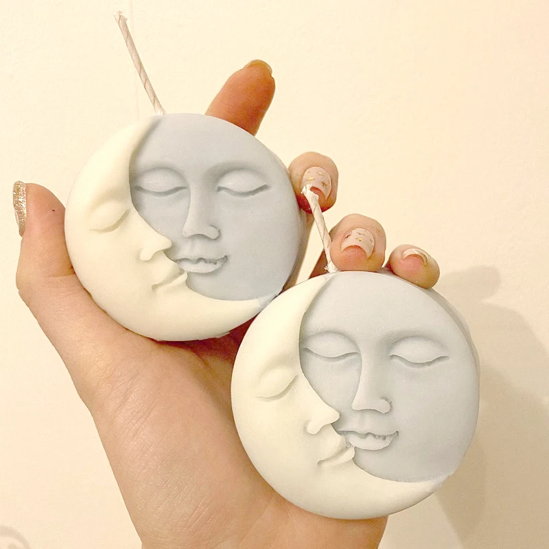 Sun Moon Face Silicone Candle Mold Handmade Jewelry Soap Molds Home Ambiance Sence Decor Craft Gifts Candle Making Supplies aromatherapy candle mold silicone mold silicone candle molds silicone candle mold candle mold beeswax mold