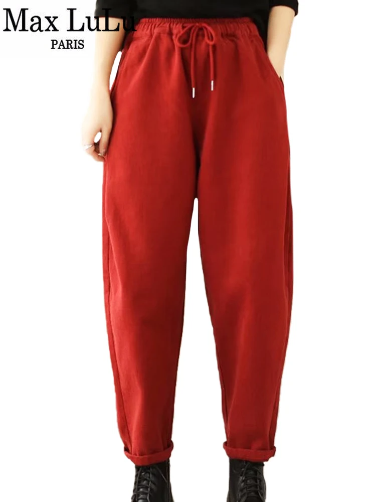 

Max LuLu 2023 Fall Luxury Clothes Womens Fashion Loose Thicken Fitness Sweat Pants Ladies Classic Vintage Casual Harem Trousers