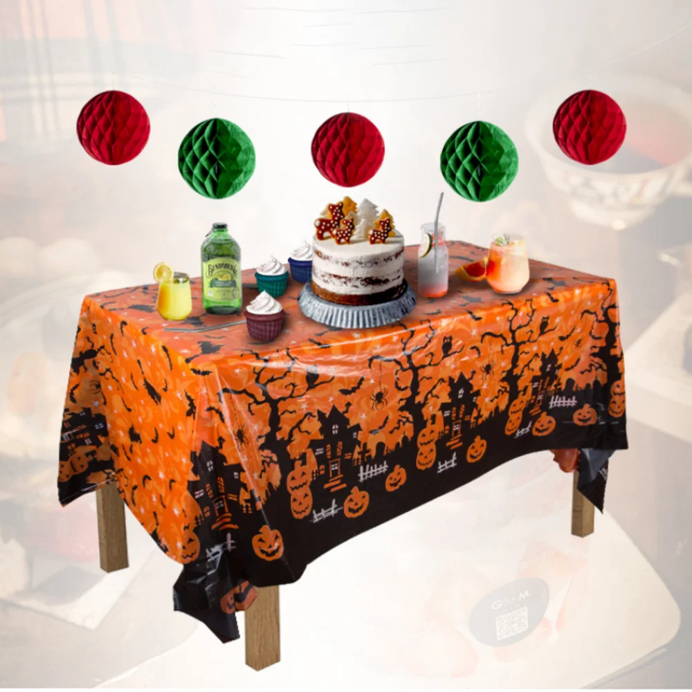 Halloween Decoration Tablecloth Plastic Rectangle Dining Table Cover 130X220CM