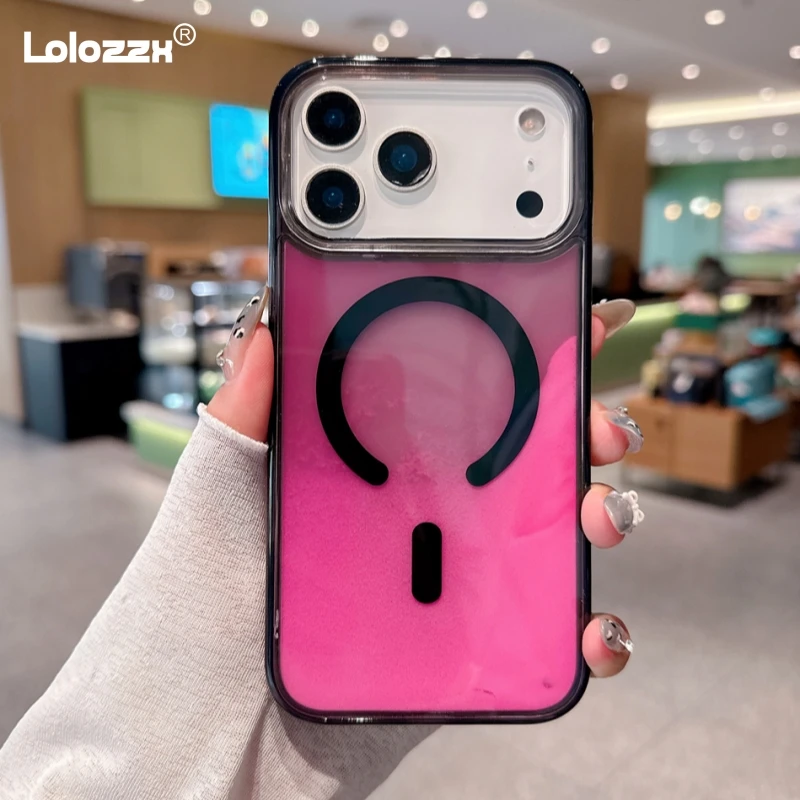 Night Light Luminous Liquid Quicksand Flowing Magnetic Phone Case with Wireless Charging Capability