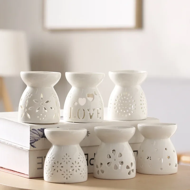 Ceramic Candle Holder Oil Incense Burner Essential Aromatherapy Oil Burner Lamps Porcelain Home Fragrance Living Room Decoration
