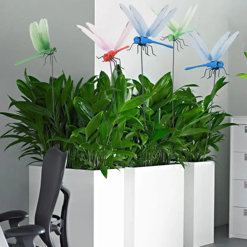 12Pcs Dragonfly Hat Clip Realistic Decoys Simulation Garden Stake Decorate Outdoor Realistic Outdoor 3D Decorative Clips