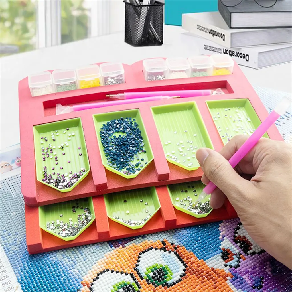 8 Grid Palette Diamond Painting Tray Kits Large Capacity Drill Plate Diamond Painting Accessories Beading Plates Point Drill Pen diamond painting accessories,diamond painting storage box,diamond painting tool set