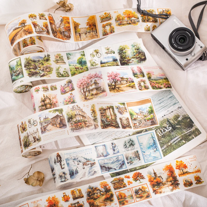 JIANQI 60mm*2m Vintage Washi Tapes 38cm Cycle DIY Scrapbooking Decor Junk Journal Collage Stationery Craft Tapes stationery tapes diy scrapbooking accessories