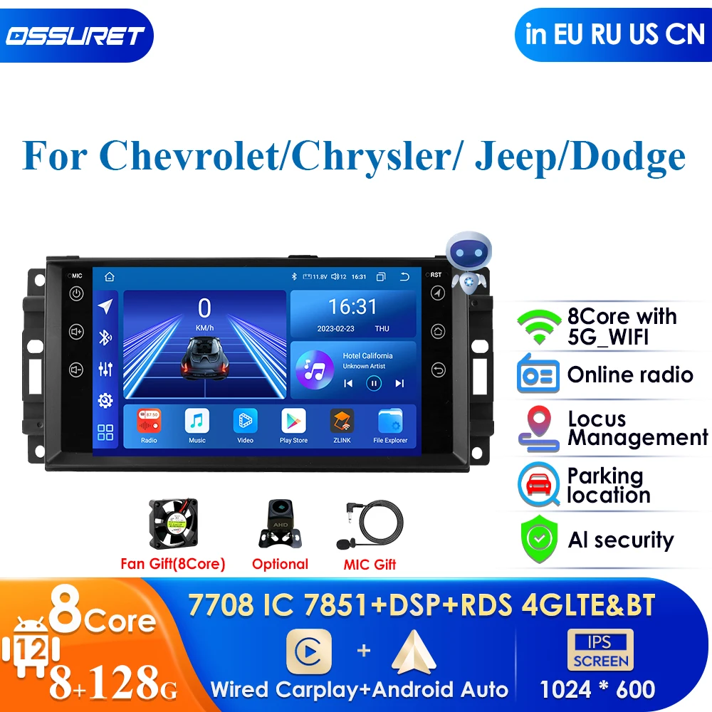 

Carplay 4G-LTE 7862 DSP 7 Inch for Chevrolet Chrysler Jeep Dodge 2009 2010 2011 2 Din Android Car Radio Multimedia Video GPS RDS