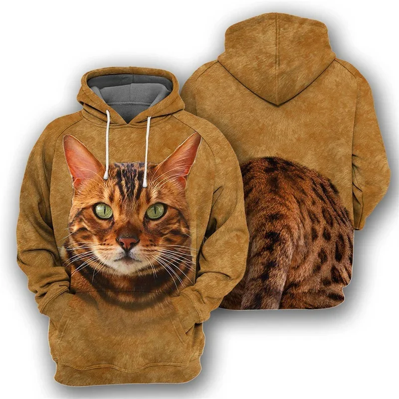 thumbnail image 1 of Sudadera con capucha con estampado de gato bonito para hombres, sudadera con estampado 3D de animales domésticos, suéteres casuales de calle para niños, camisetas de manga larga de gran tamaño, 1 of 4