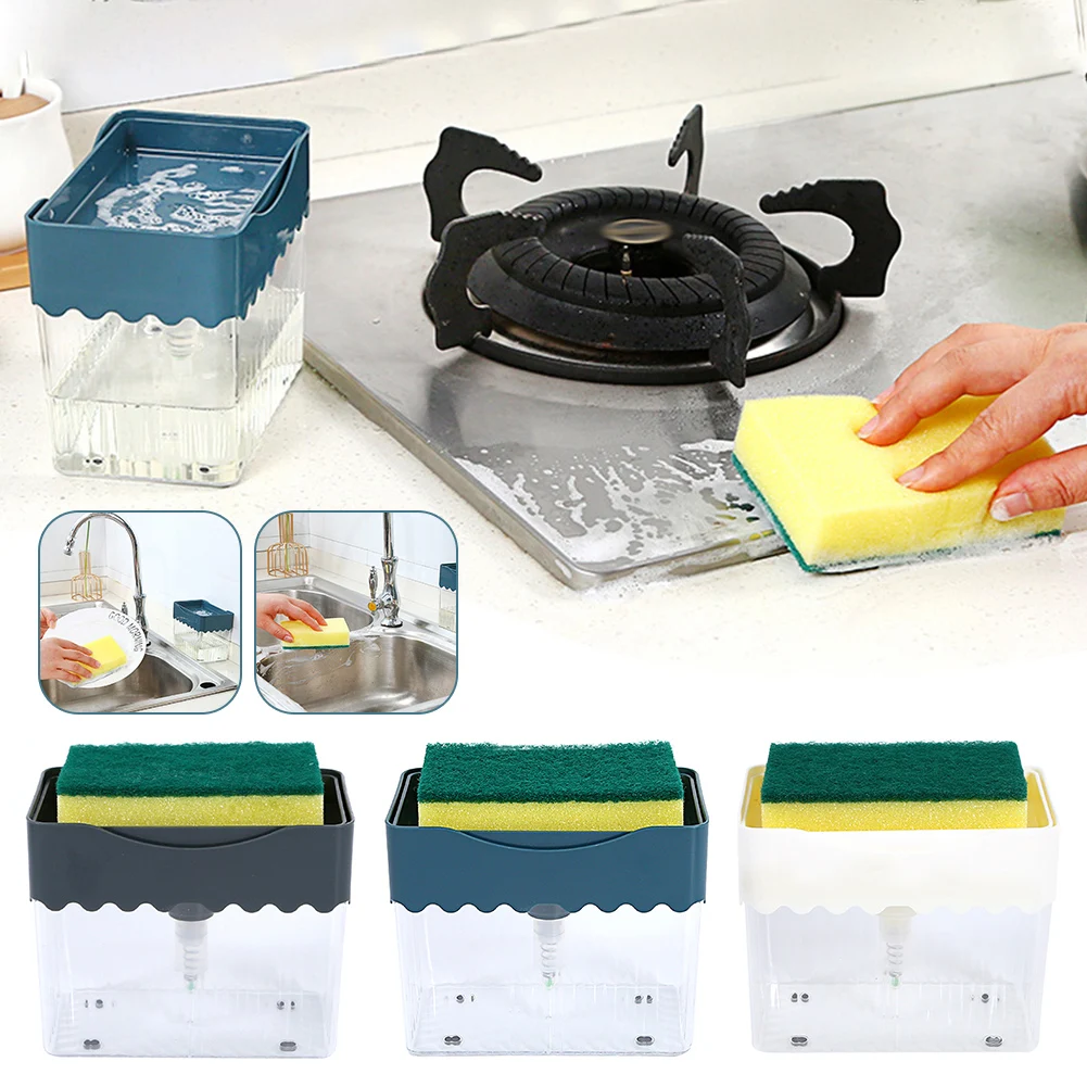 Automatic Soap Dispenser 2 In 1 Kitchen Sponge Holder Dish Soaps Container Large Capacity Liquid Soaps Box For Kitchen Household