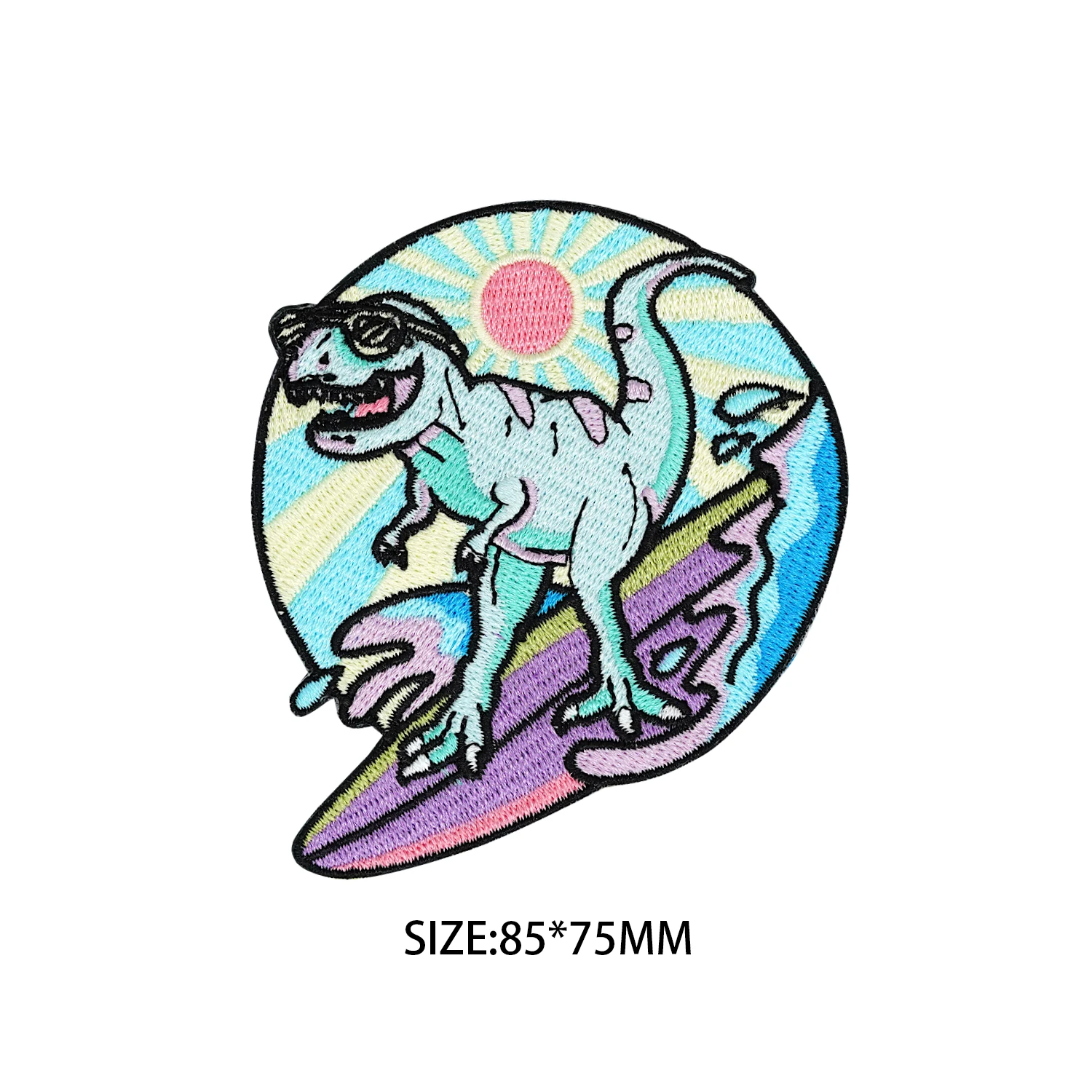 Patch Di Dinosauro Patch Di Surf Tyrannosaurus Rex Patch Di Ricamo Ferro Su Toppe Per Abbigliamento Adesivo Da Stiro Ricamato