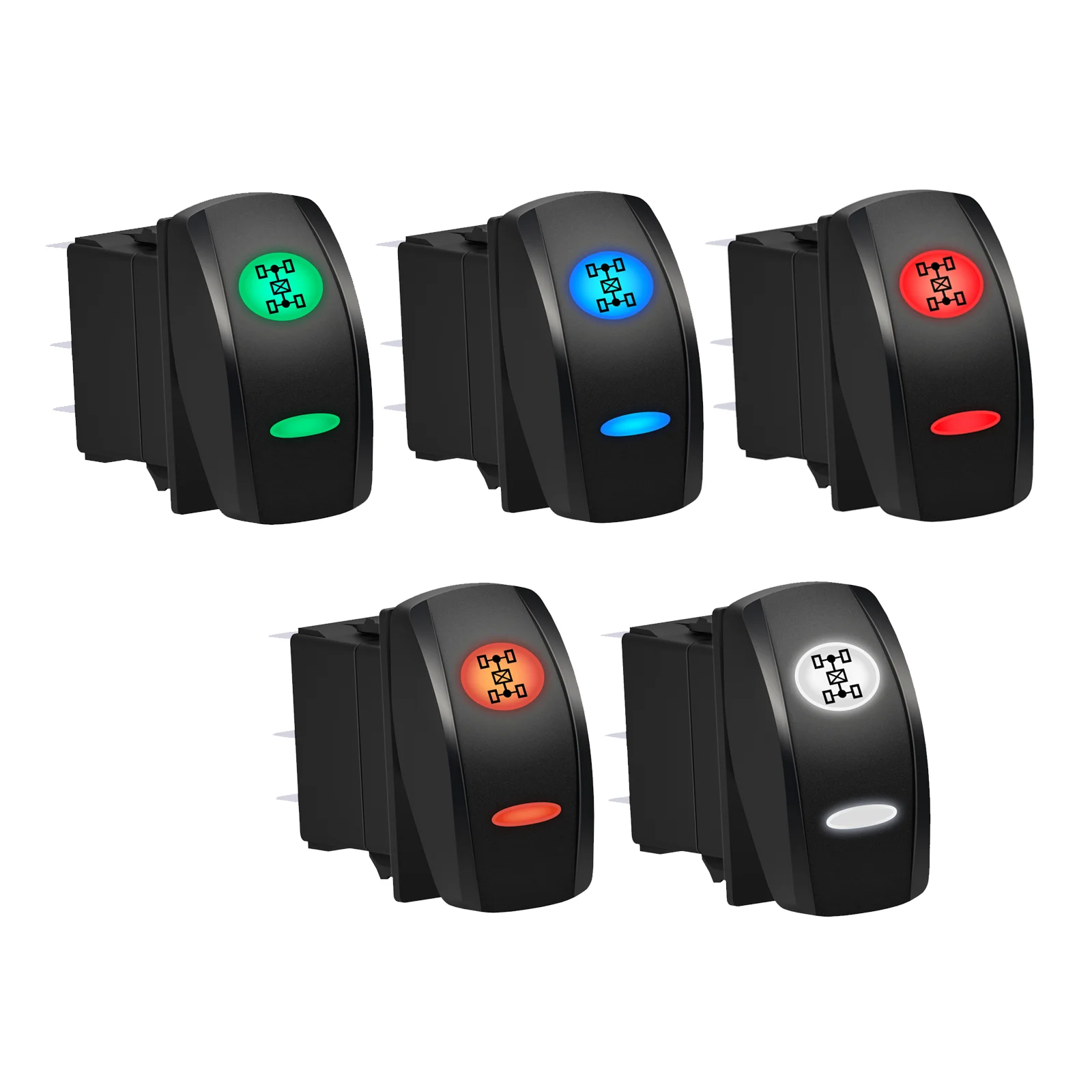 Dual Led Car 4X 4/2X4 Interruttore A Bilanciere 5Pin Spst On Off Impermeabile 12V 20A 24V 10A Interruttore A Levetta Universale