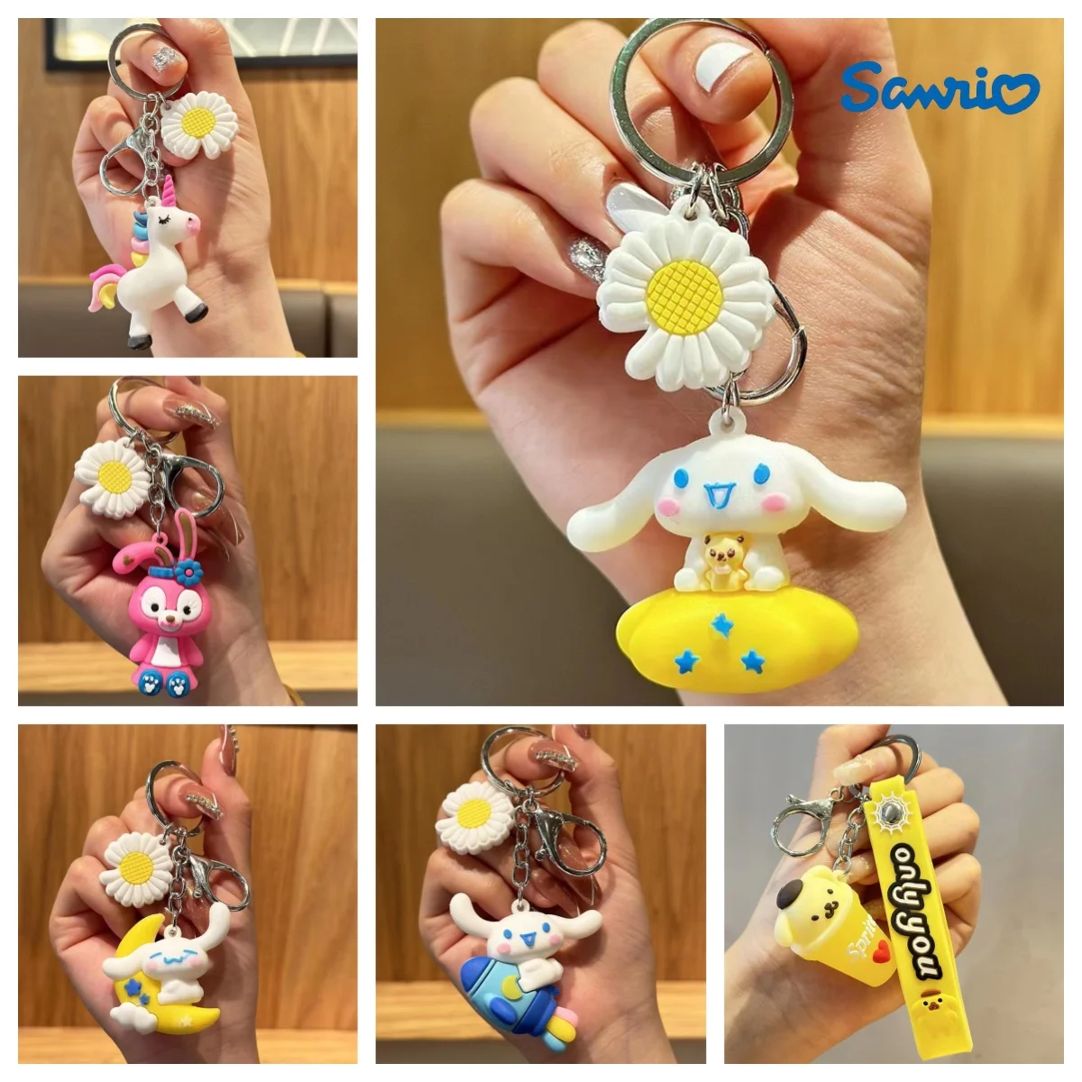 

Sanrio Hello Kitty Keychain Action Anime Figures Mymelody Cinnamoroll Kuromi Cartoon Doll Toys Car Backpack Key Ring Kuromi Gift
