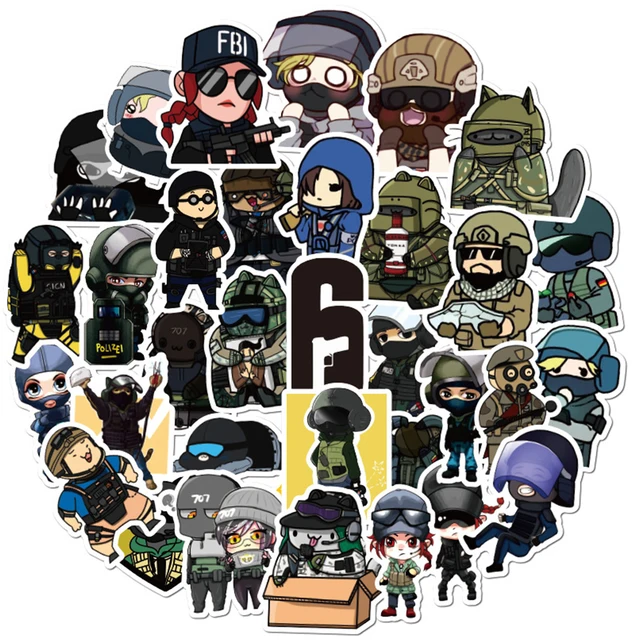 49PCS/Pack FPS Games Tom Clancy's Rainbow Six Siege Stickers For Computer Laptop Car Trunk Bike Waterproof Sticker Decal Kid To 2
