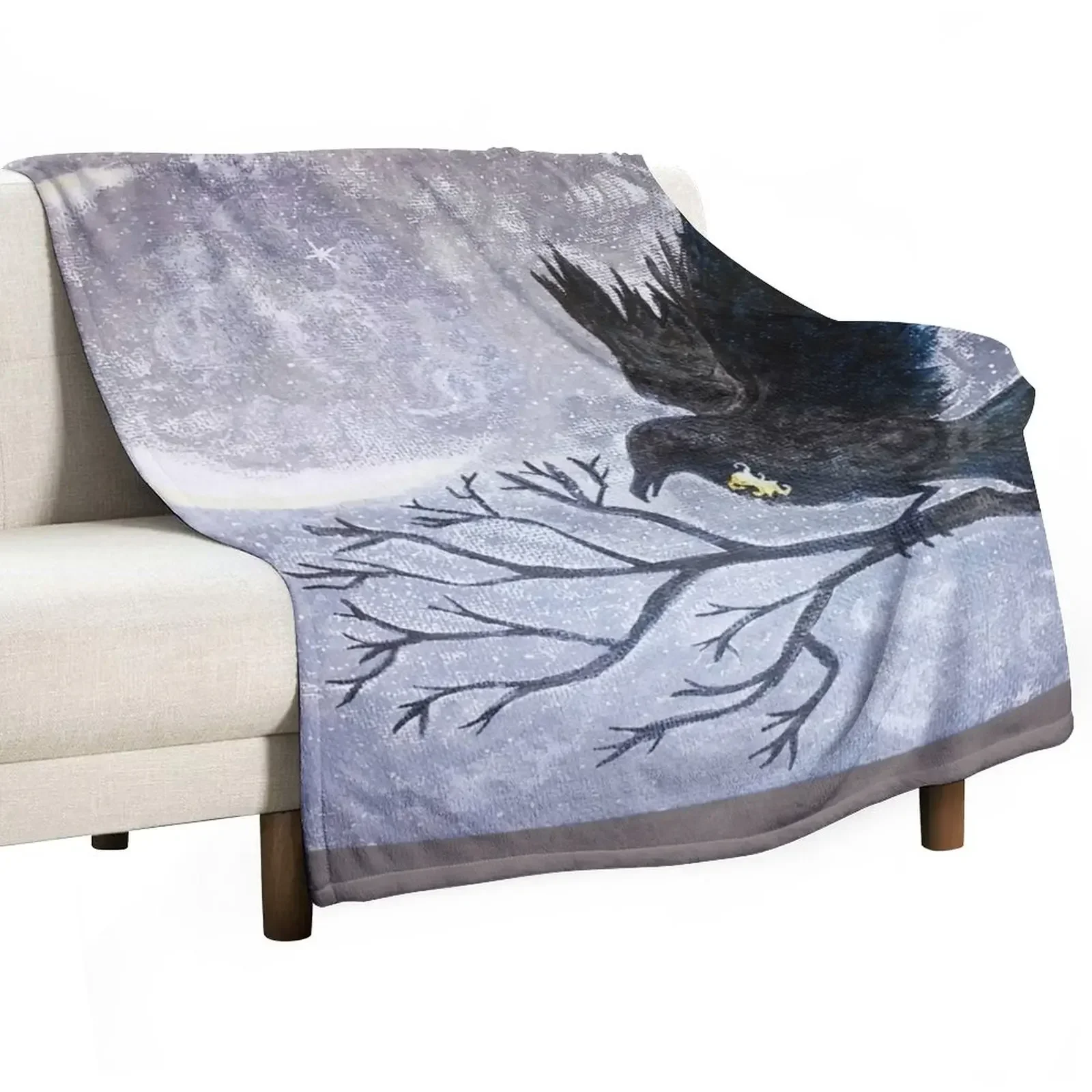 

Raven Keyhole Throw Blanket Thermal Warm Fluffy Shaggy Plush Blankets