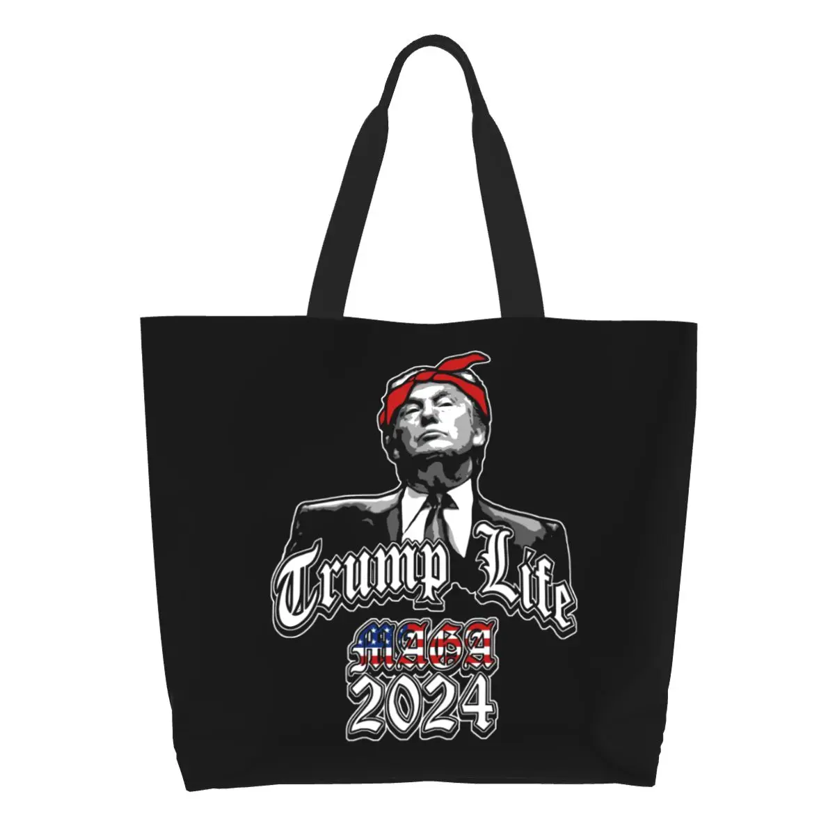 

Trump Life MAGA 2024 Groceries Tote Shopping Bag Women Funny Canvas Shopper Shoulder Bags Big Capacity Handbag