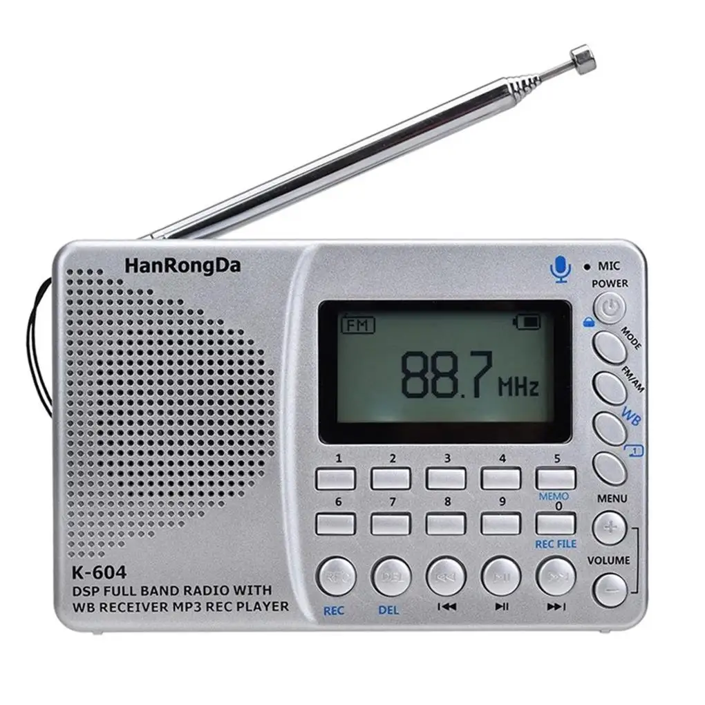 

AM FM LCD Radio Manual Stereo Music Speaker Voice Recording MP3 Player Memory Card TF USB Built-in Speaker Radio
