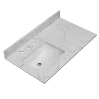 Engineered Stone Bathroom Vanity Top 36" with Undermount Left Side Sink Waterproof Anti-Scratches Easy to Clean 2