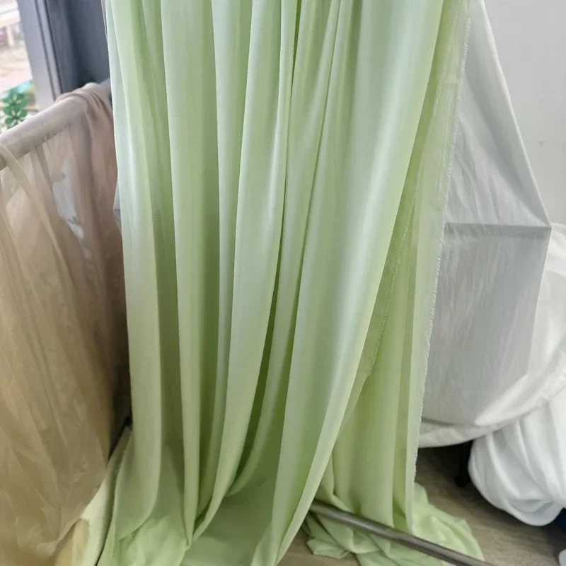 Elegant Avocado Green Semi-Transparent Chiffon Veil & Decorative Curtain Fabric