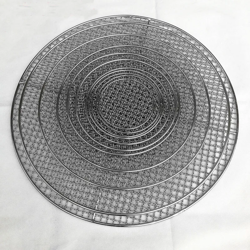 24-48cm durable Round never rust SS304 stainless steel square hole barbecue grill mesh net BBQ for Food and fruit dryer Roast