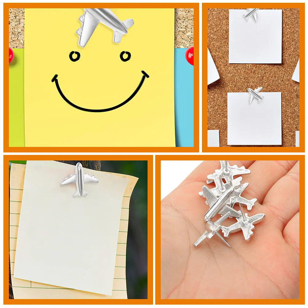 30개 금속 비행기 모양 푸시핀, 장 압정, 게시판, 지도, 사진 벽, 사무실, 코르크보드 핀, 비행기 핀