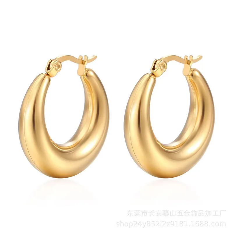 

Hollow Light Easy to Wear Oversize Bold Chunky Hoop Earrings For Woman Stainless Steel PVD Plated Silver Color Hoop Earring