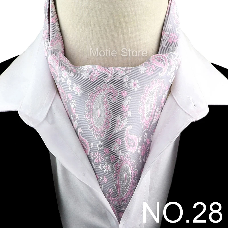 Anmutige Jacquard-Paisley-Cashew-Krawatte, formelles Ascot Scrunch Self British Gentleman Herrenschal, Polyester-Krawatte, Anzug-Accessoires – Detail 27