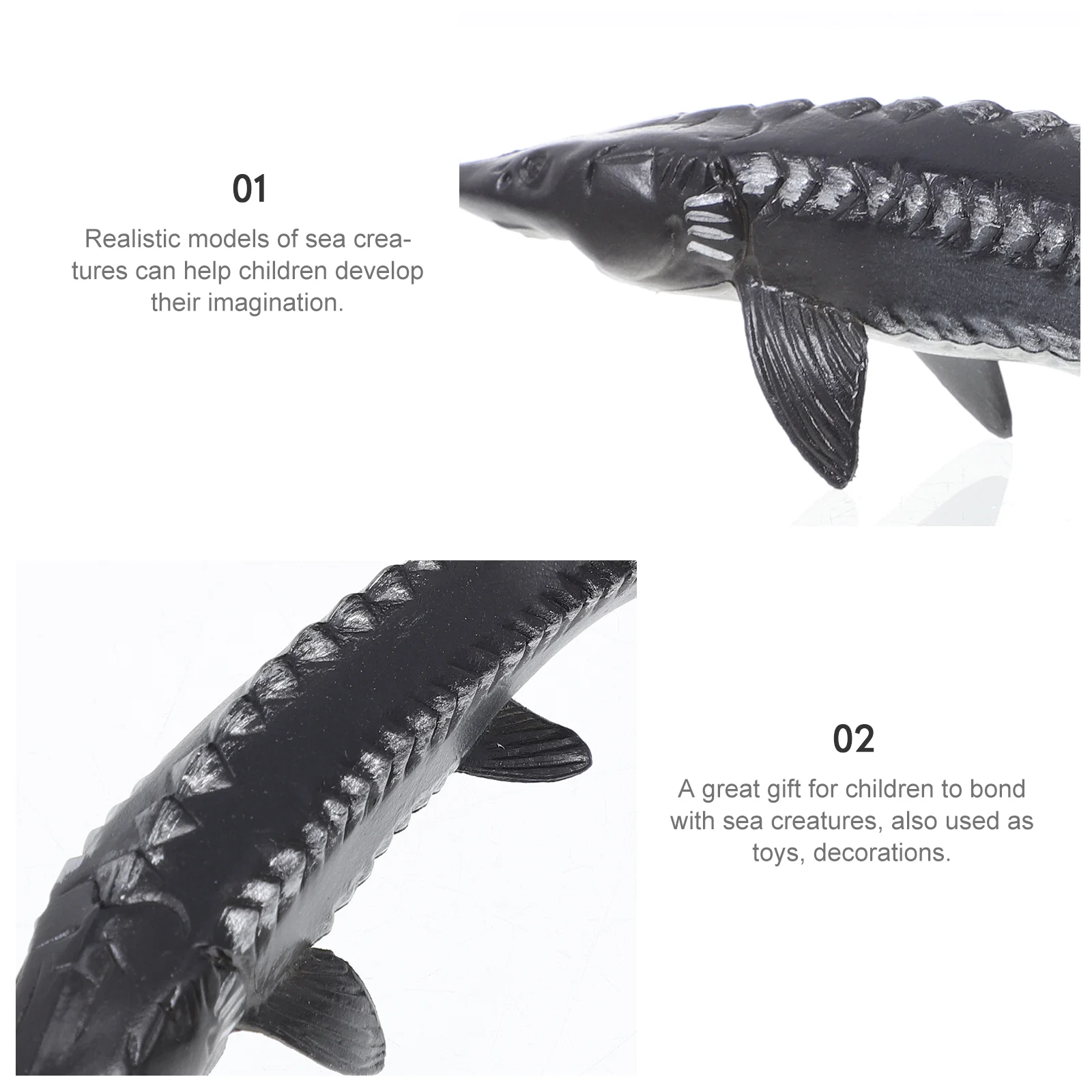 Kids Educational Toys Marine Animal Model Miniature Black Fish Figurine Toddler