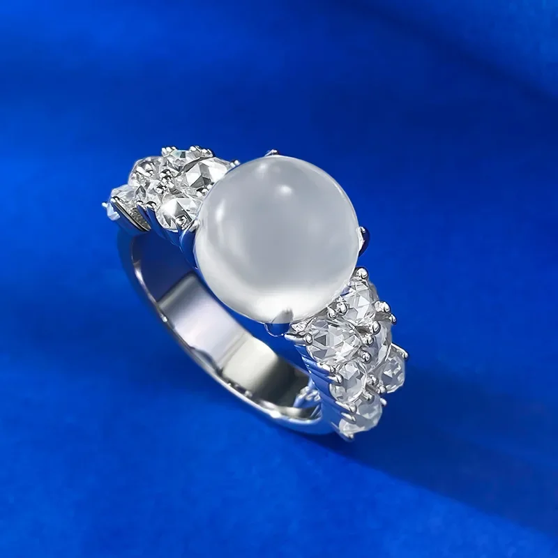 

New 925 Silver Egg Face High Ice Glass Seed Jade Pigeon Egg Sparrow Diamond Zircon New Chinese Ring Wedding Jewelry