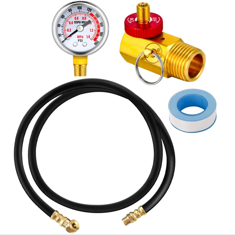 Air Tank Repair Kit - Valve Pressure Gauge & 4ft Hose Replacement Parts