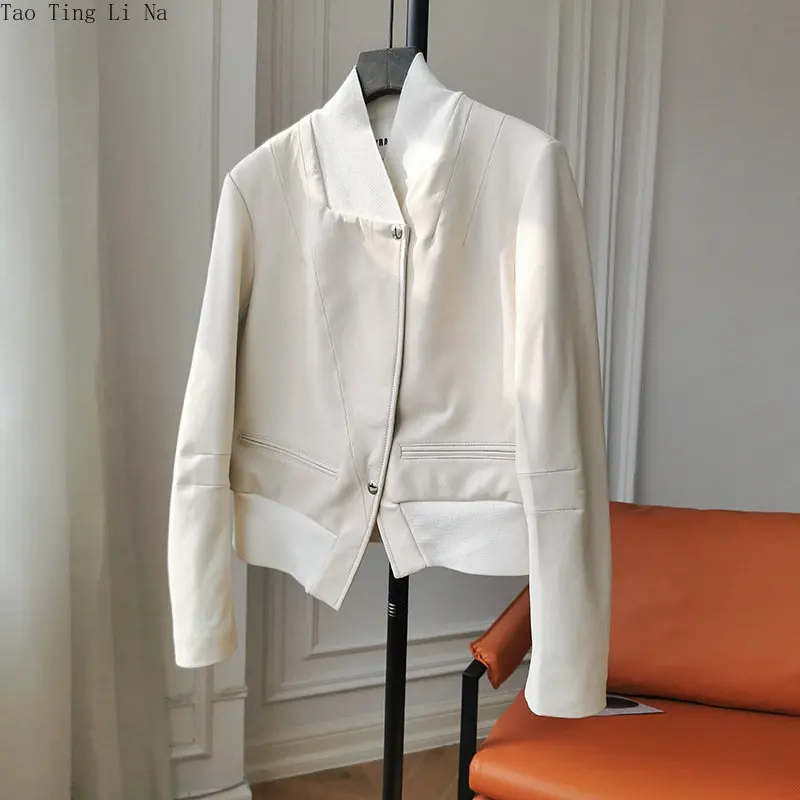 2023 Women New Spring and Autumn Genuine Sheep Leather Jacket Real Matte Sheep Leather Coat W1