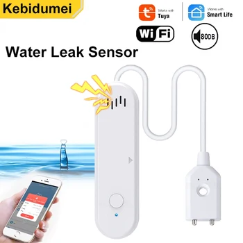 Tuya Smart WiFi Water Leak Sensor Water Overflow Level Detector 80dB Sound Alarm System Flood Leakage Sensor Remote Monitor 1