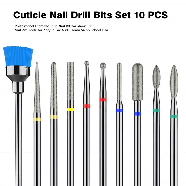 Amazon.com: Bulex 7pcs Nail Drill Bits for Acrylic Nails - 3/32 Electric  Nail Drill Bit Set - Professional Nails Supply Carbide Nail Drill Bit for  Gel Nails Cuticles : Beauty & Personal Care