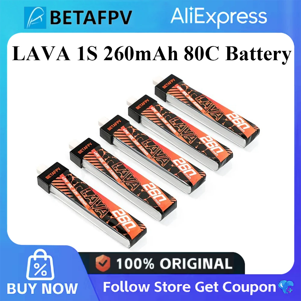 BETAFPV LAVA 1S, 260 мАч, 80C, аккумулятор (5 шт.), 3,8 В для Air65 II, бесщеточный квадрокоптер Whoop Meteor65 Pro Cetus thumbnail 2