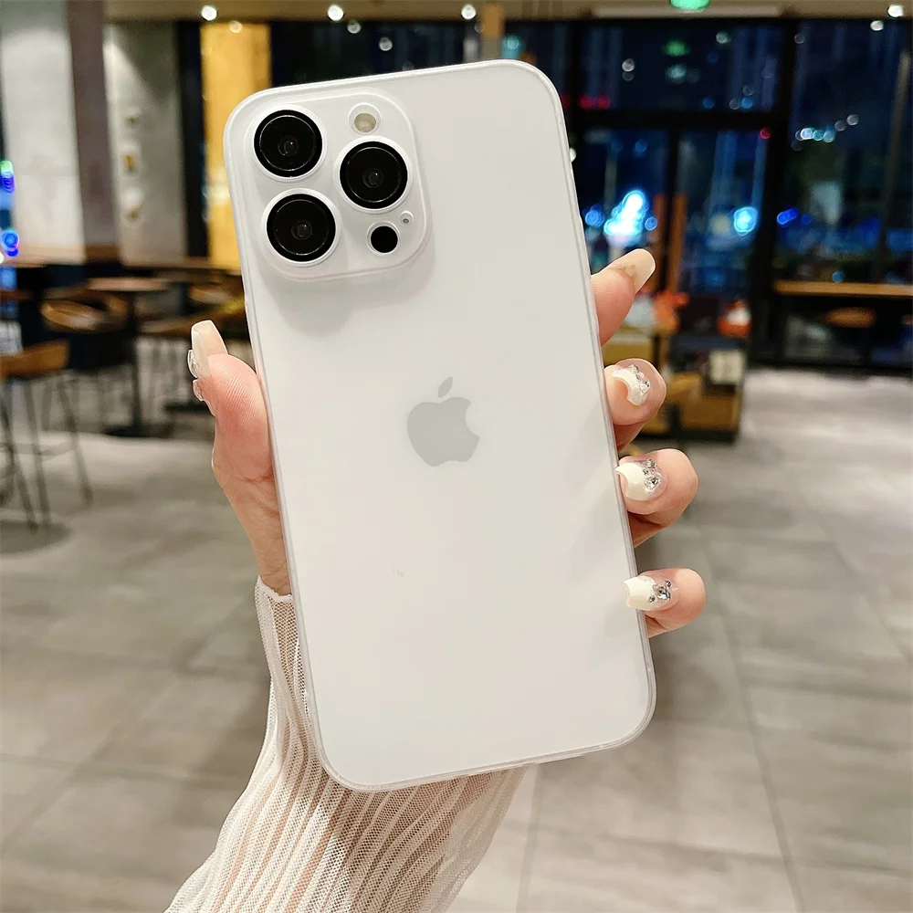 thumbnail image 1 of Ultra Thin Original Matte Slim PC Transparent Case For iPhone 15 14 13 12 11 Pro Max Plus Shockproof Camera Protection Cover, 1 of 5