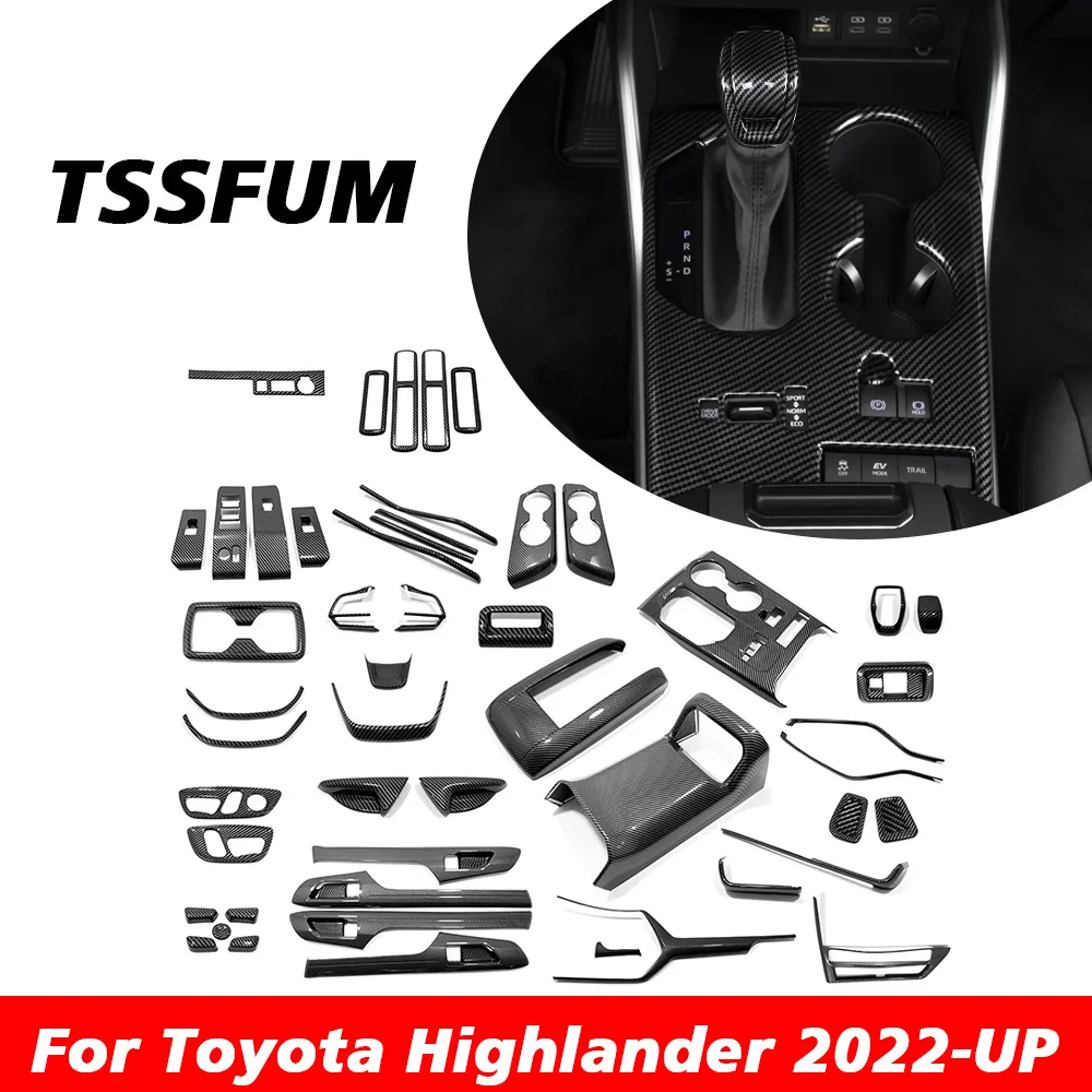 Auto Innenraum Kohle faser Full Set Aufkleber Steuer getriebe Schalttafel Abdeckung für Toyota Highlander Xu70 Zubehör