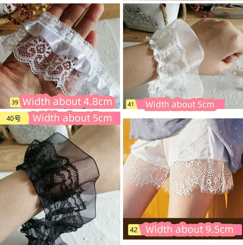 Description Picture 3 of item1 Yard Lace Lace Ribbons Accessories Lace Trim Handmade DIY Extended Clothes Pleated Sewing Decorative Fabric Skirt Hem Fabric