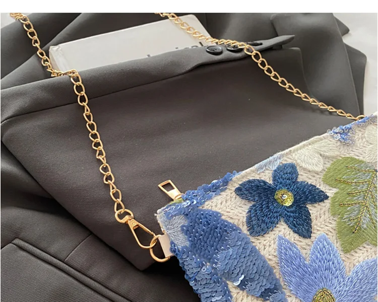 Fashion Sequin Leaf Crossbody Shoulder Bags For Women, Chain Strap Handbags Ladies Clutch Bag For Daily Used, Travel