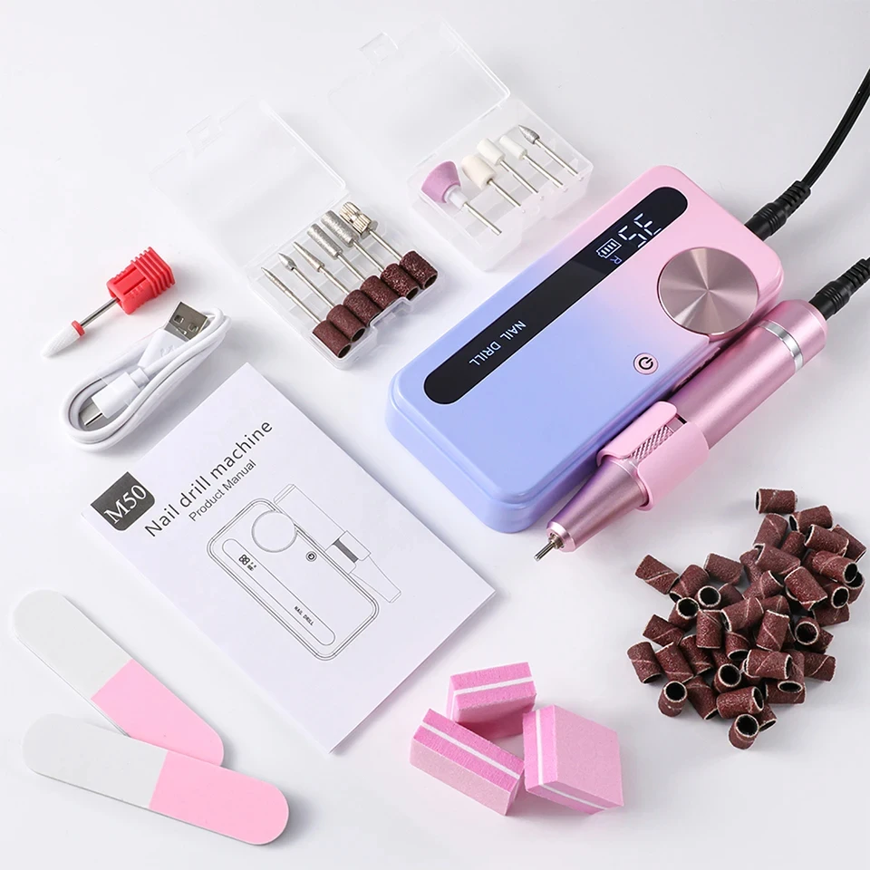 Electric Nail Polisher 35000RPM Professional Gel Nails Care Rechargeable Portable Nail File Manicure Tool
