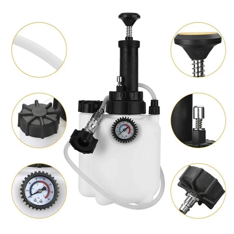 3L Manual Brake Oil Fluid filling Changer Bleeder w/ Waste Bottle Hydraulic Clutch Oil Pump Exchange Drained Replacement Tool