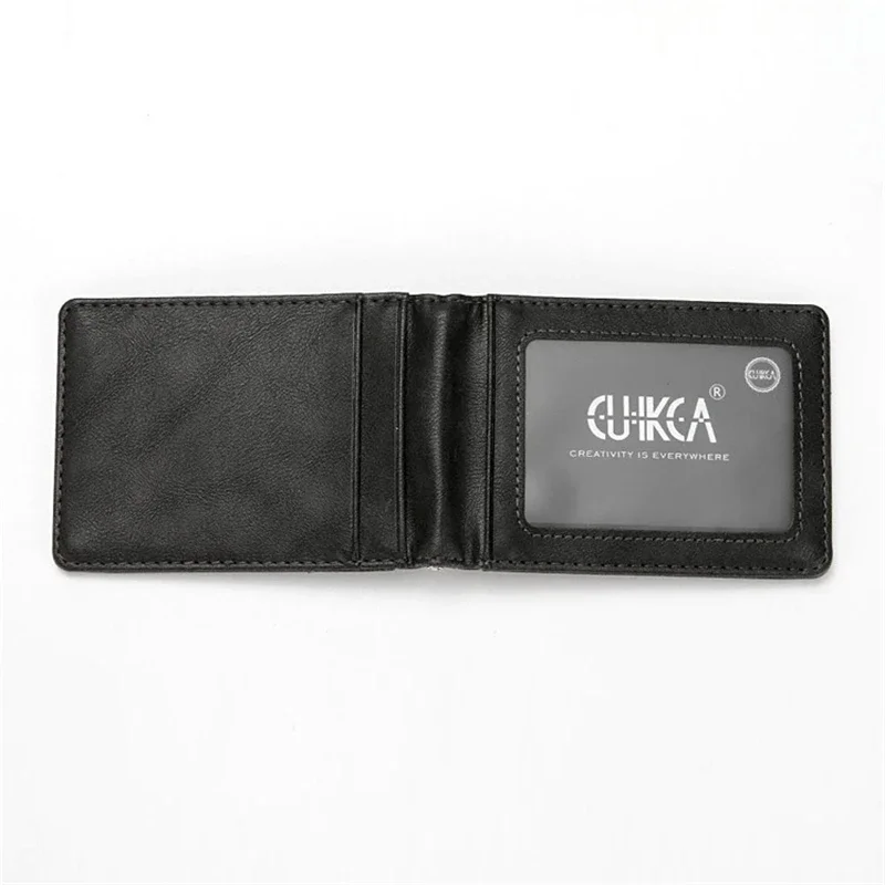 Hot Sale Fashion Men's RFID Thin Tickets Money Clip PU Leather Wallet with Metal Clamp Female ID Credit Card Purse Cash Holder