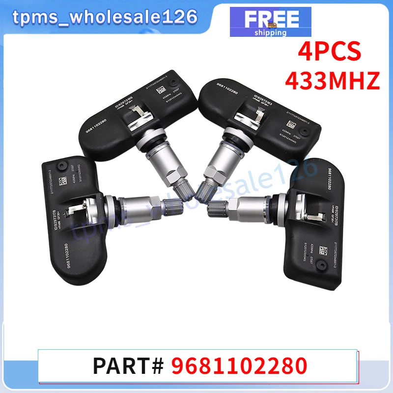 433 МГц TPMS Φ датчик 4 шт. 9681102280 для 2005-2009 Peugeot 1007 407 607 807 2004-2013 Citroen C5