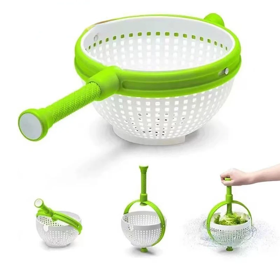 Salad Spinner Rotating Drain Basket Salad Tools Household Vegetable And Fruit Salad Rotating Wash Dehydrating Drain Basket