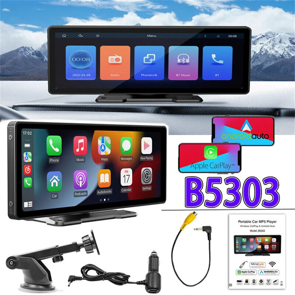 

9.3inch Portable Car MP5 Player CarPlay Monitor Wireless Android Auto Radio Multimedia Video Player Touch Screen Bluetooth DVR