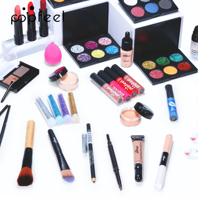 

Professional Cosmetic Kit 8-Makeup Practice Makeup Set Eyeshadow Lip Gloss Concealer Brushes With Bag Maquiagem TSLM2