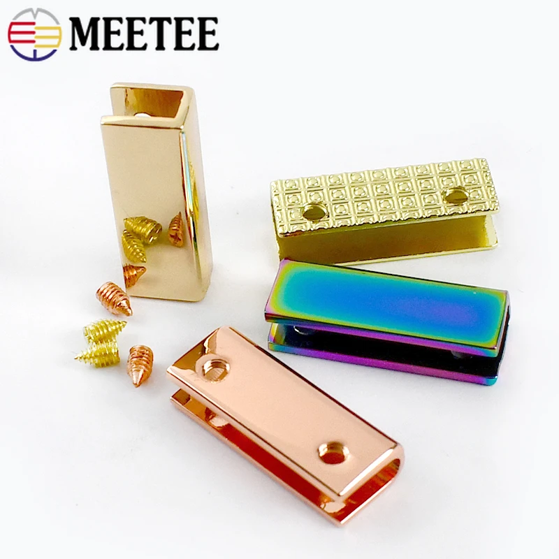 4/10/20Pcs Meetee 25*9mm 금속 테일 클립 버클 (나사 포함) 핸드백 가장자리 보호대 웨빙 스톱 클립 DIY 바느질 액세서리