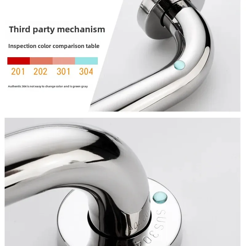 Stainless Steel 304 Bathroom Handrail Elderly Toilet Safety Handle Slip-Resistant Pull Bar For Disabled People Installation On B