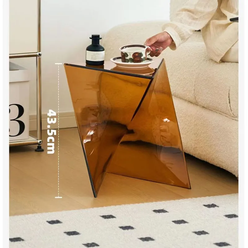 Light Luxury Coffee Table for Home, Transparent Acrylic Sofa Side Table, Designer Small Apartment Simple Bedside Table