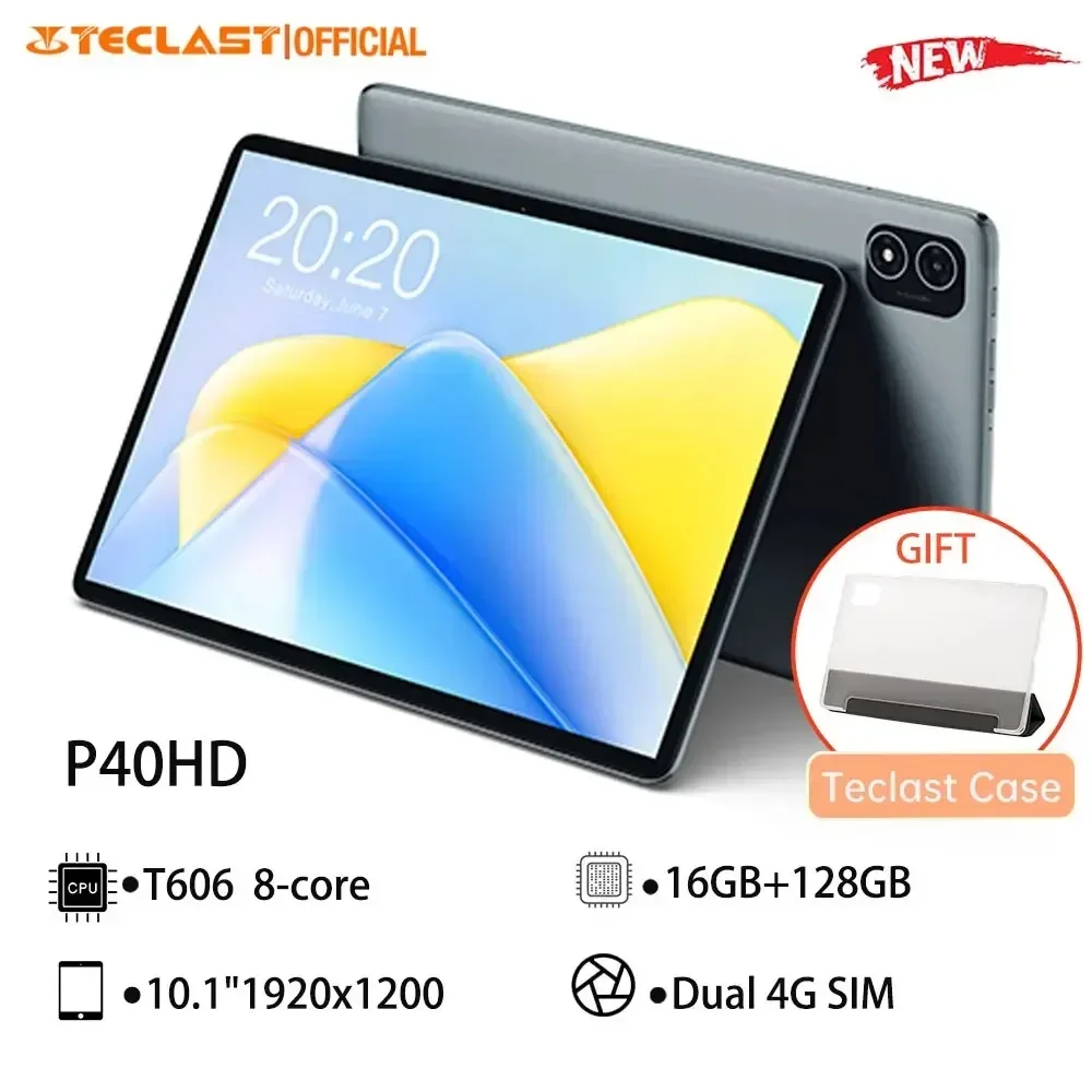Teclast P40HD 2023 10.1 인치 태블릿, 안드로이드 13, 16GB RAM, 128GB ROM, Unisoc T606, 8 코어, Widevine L1, C타입, 4G LTE GPS