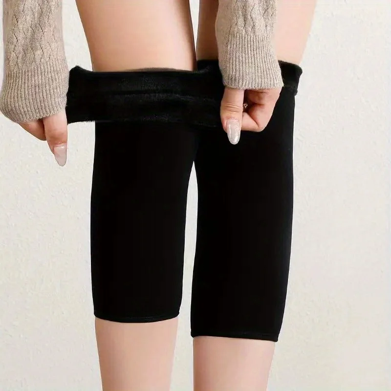 1pair Winter Warm Leg Covers Thicken Plush Lined Joint Protection Leg Warmers Women Anti-cold Arthritis Pain Release Knee Socks
