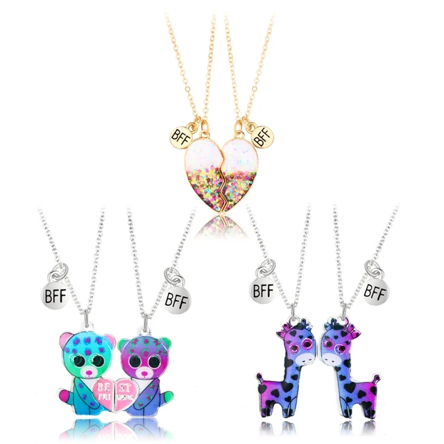 Personalized Joining Heart BFF Friendship Necklaces (4 Necklaces) - 4  Engravings