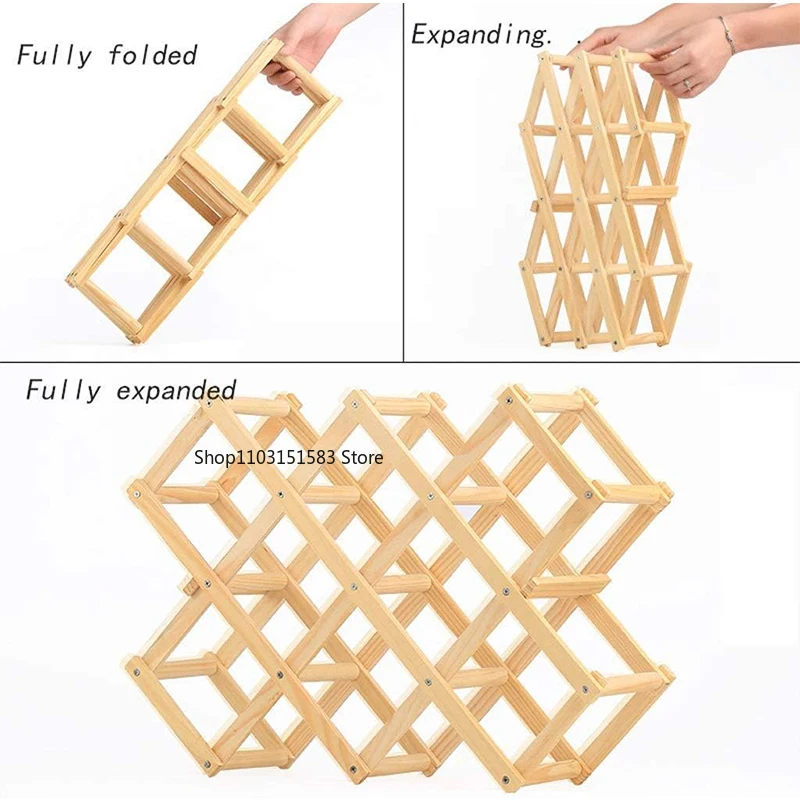 Scaffali Impilabili per Vini 6/10 Bottiglie, Mensole in Legno per Vini, Utensili per Bar Domestico, Armadietti per Vini, Accessori per Bar, Portabottiglie - immagine 4